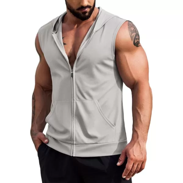 COOFANDY Men's Workout Hooded Tank Tops 2 Pack Zip Up Sleeveless Gym Shirts Muscle Cut Off T Shirt Bodybuilding Hoodies