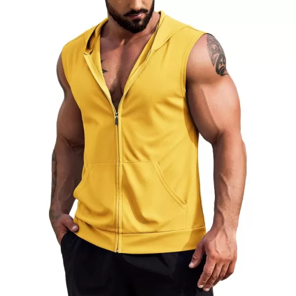 COOFANDY Men's Workout Hooded Tank Tops 2 Pack Zip Up Sleeveless Gym Shirts Muscle Cut Off T Shirt Bodybuilding Hoodies