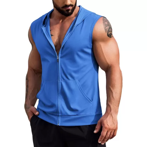 COOFANDY Men's Workout Hooded Tank Tops 2 Pack Zip Up Sleeveless Gym Shirts Muscle Cut Off T Shirt Bodybuilding Hoodies