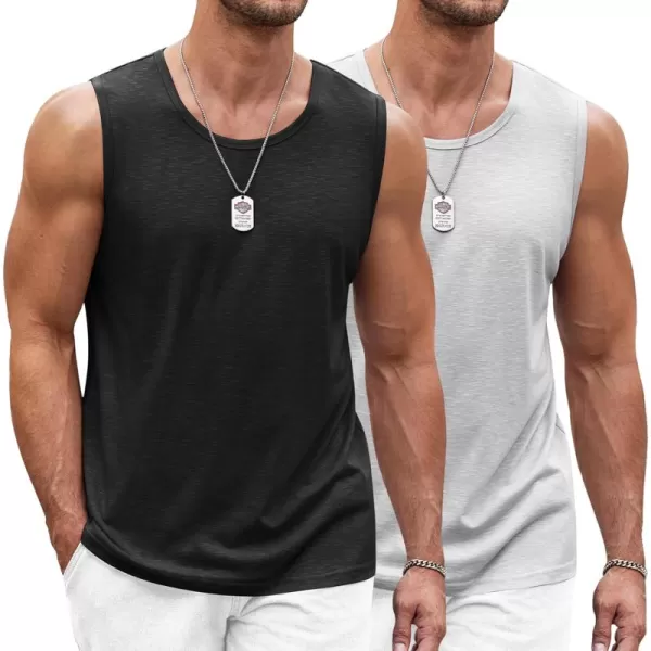 COOFANDY Men's Workout Tank Top 2 Pack Casual Soft Sleeveless Gym Muscle Shirts Bodybuilding Tee