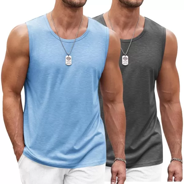 COOFANDY Men's Workout Tank Top 2 Pack Casual Soft Sleeveless Gym Muscle Shirts Bodybuilding Tee