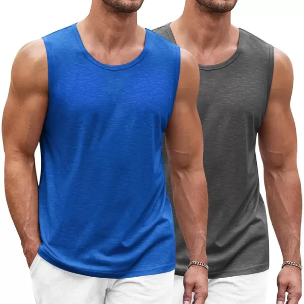 COOFANDY Men's Workout Tank Top 2 Pack Casual Soft Sleeveless Gym Muscle Shirts Bodybuilding Tee