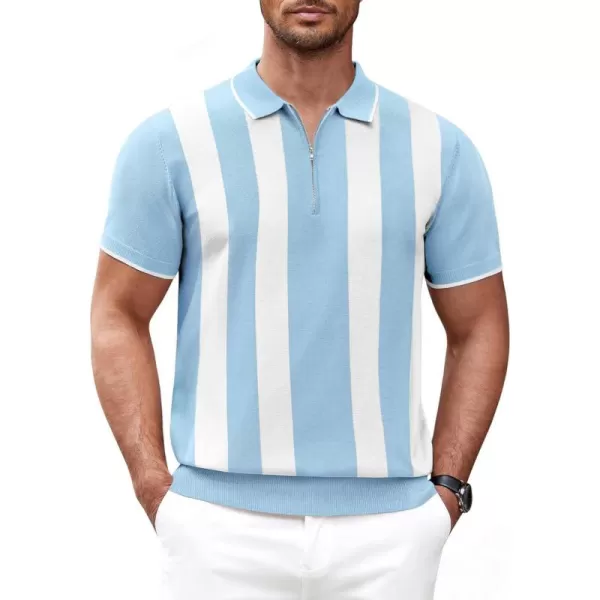 COOFANDY Men's Zipper Polo Shirt Casual Knit Short Sleeve Polo T Shirt Classic Fit Shirts