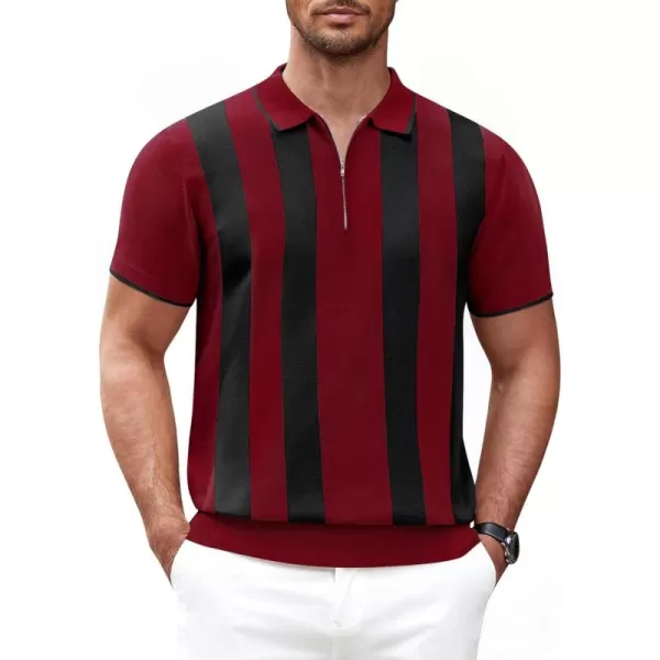 COOFANDY Men's Zipper Polo Shirt Casual Knit Short Sleeve Polo T Shirt Classic Fit Shirts