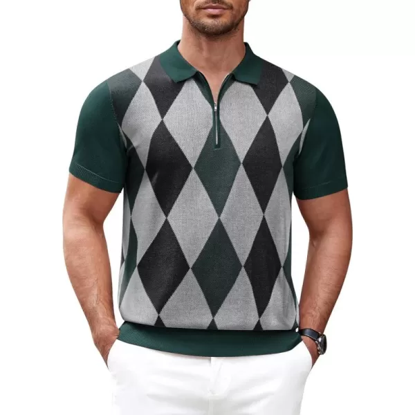 COOFANDY Men's Zipper Polo Shirt Casual Knit Short Sleeve Polo T Shirt Classic Fit Shirts