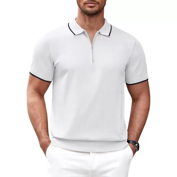 COOFANDY Men's Zipper Polo Shirt Casual Knit Short Sleeve Polo T Shirt Classic Fit Shirts