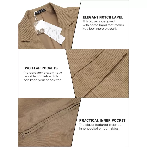 COOFADNY Men's Casual Corduroy Blazer Classic Fit Two Button Sport Coat Fashion Notch Lapel Blazer Jacket
