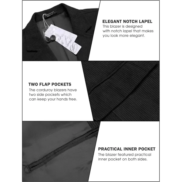 COOFADNY Men's Casual Corduroy Blazer Classic Fit Two Button Sport Coat Fashion Notch Lapel Blazer Jacket
