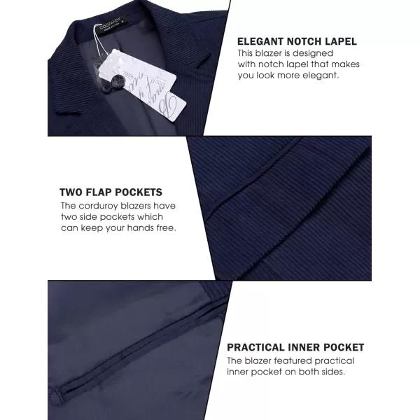 COOFADNY Men's Casual Corduroy Blazer Classic Fit Two Button Sport Coat Fashion Notch Lapel Blazer Jacket