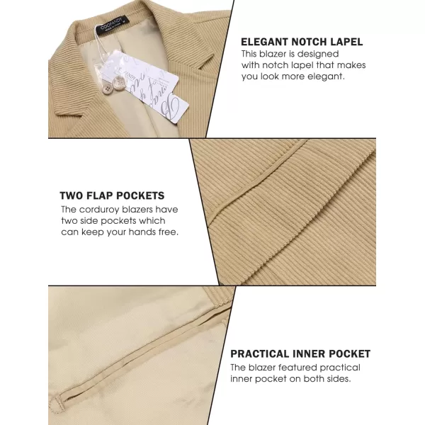COOFADNY Men's Casual Corduroy Blazer Classic Fit Two Button Sport Coat Fashion Notch Lapel Blazer Jacket