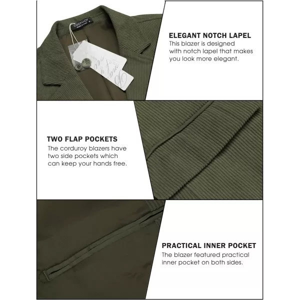 COOFADNY Men's Casual Corduroy Blazer Classic Fit Two Button Sport Coat Fashion Notch Lapel Blazer Jacket