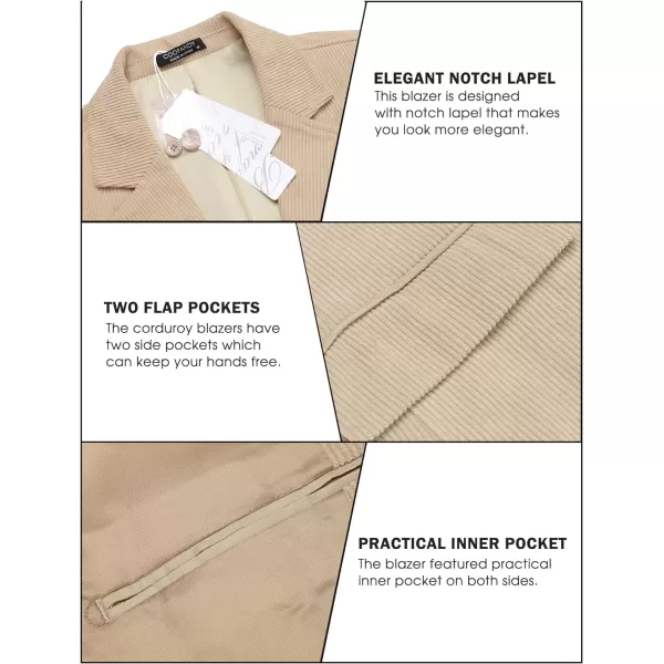 COOFADNY Men's Casual Corduroy Blazer Classic Fit Two Button Sport Coat Fashion Notch Lapel Blazer Jacket