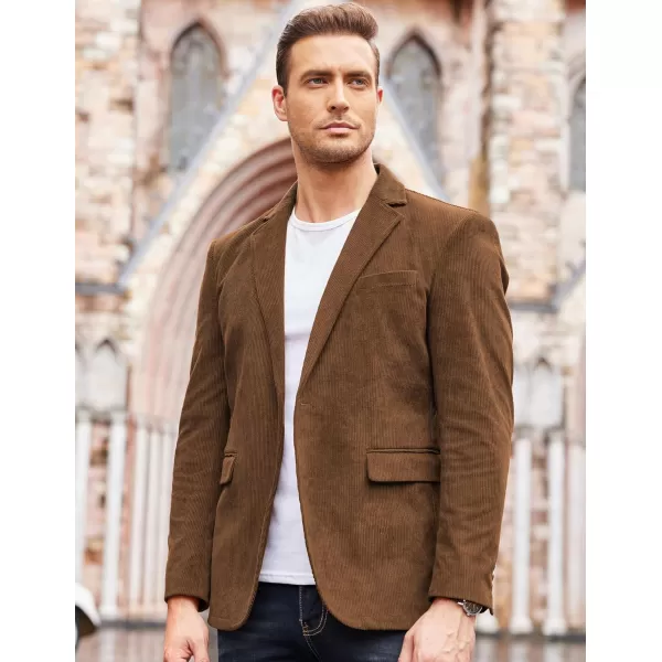 COOFADNY Men's Casual Corduroy Blazer Classic Fit Two Button Sport Coat Fashion Notch Lapel Blazer Jacket