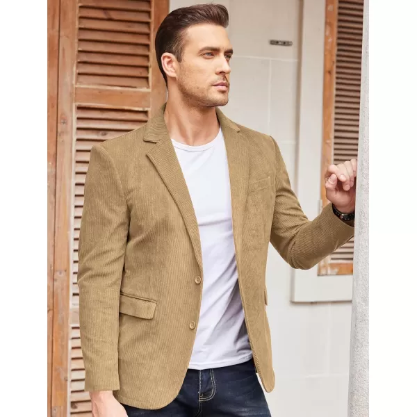 COOFADNY Men's Casual Corduroy Blazer Classic Fit Two Button Sport Coat Fashion Notch Lapel Blazer Jacket