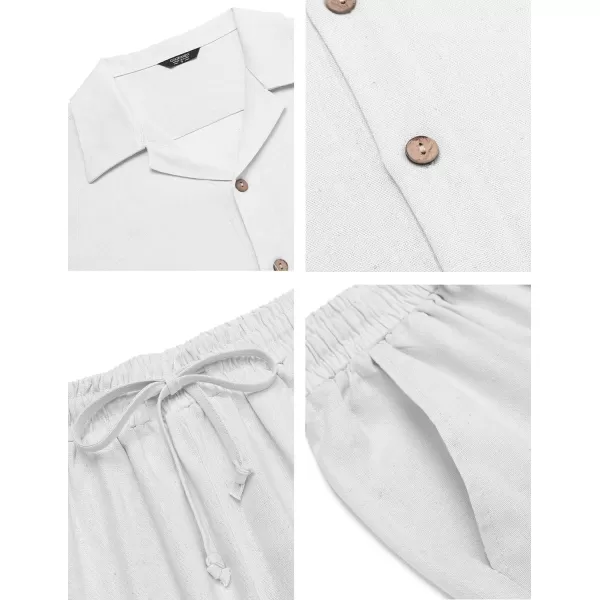 COOFANDY Men 2 Piece Linen Outfit Beach Button Down Shirt Casual Loose Pant Sets
