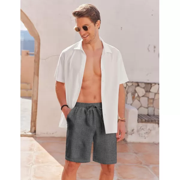 COOFANDY Men Casual Summer Beach Shorts Elastic Waist Drawstring Flat Front Short