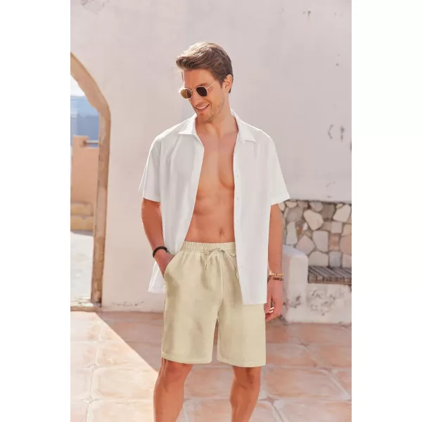 COOFANDY Men Casual Summer Beach Shorts Elastic Waist Drawstring Flat Front Short