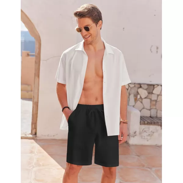 COOFANDY Men Casual Summer Beach Shorts Elastic Waist Drawstring Flat Front Short
