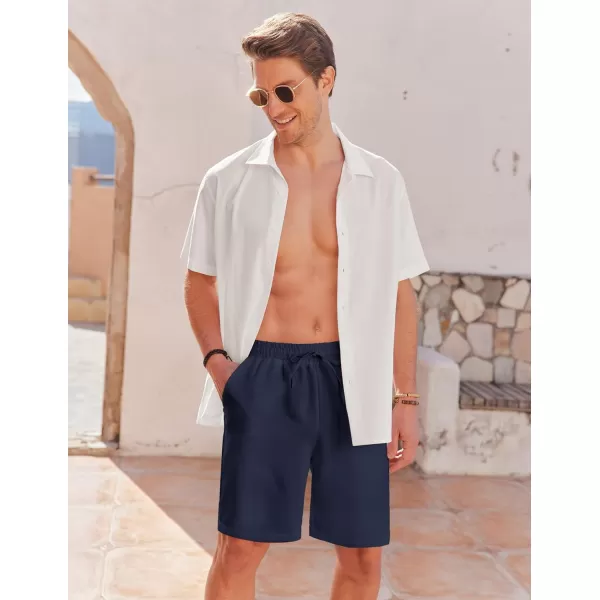 COOFANDY Men Casual Summer Beach Shorts Elastic Waist Drawstring Flat Front Short