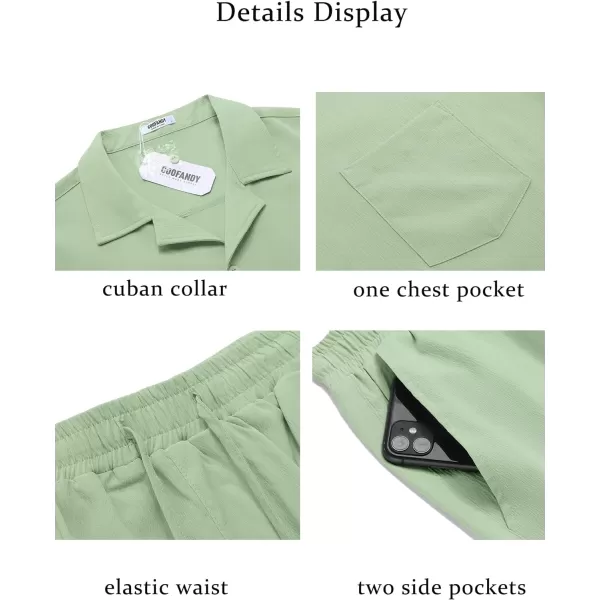 COOFANDY Men's 2 Pieces Casual Beach Outfits Short Sleeve Button Down Shirts Summer Short Set