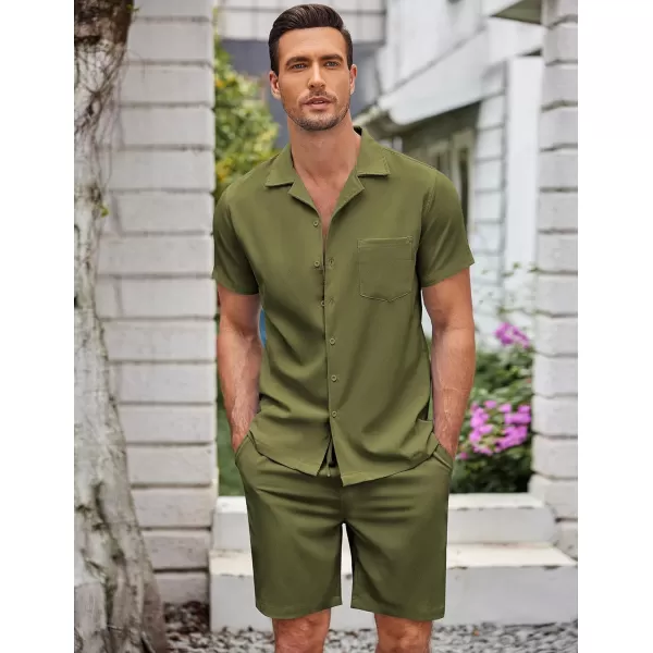 COOFANDY Men's 2 Pieces Casual Beach Outfits Short Sleeve Button Down Shirts Summer Short Set