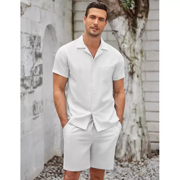 COOFANDY Men's 2 Pieces Casual Beach Outfits Short Sleeve Button Down Shirts Summer Short Set