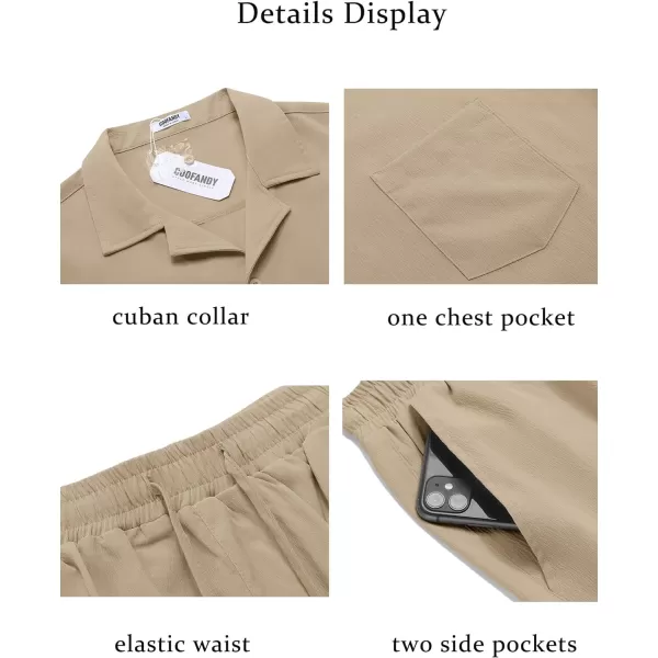 COOFANDY Men's 2 Pieces Casual Beach Outfits Short Sleeve Button Down Shirts Summer Short Set
