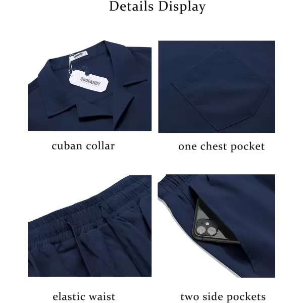 COOFANDY Men's 2 Pieces Casual Beach Outfits Short Sleeve Button Down Shirts Summer Short Set