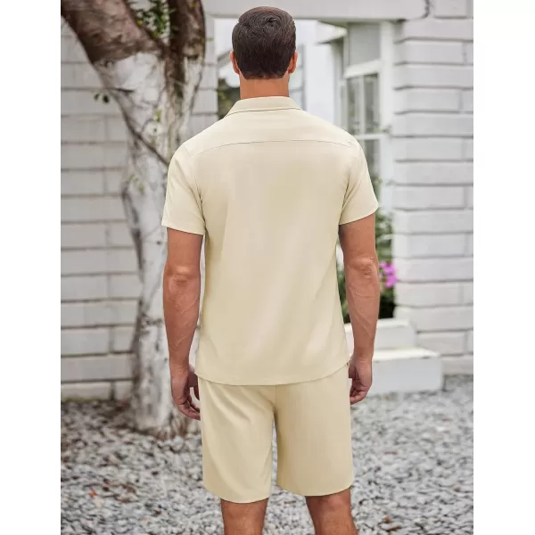 COOFANDY Men's 2 Pieces Casual Beach Outfits Short Sleeve Button Down Shirts Summer Short Set