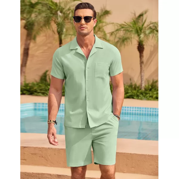 COOFANDY Men's 2 Pieces Casual Beach Outfits Short Sleeve Button Down Shirts Summer Short Set