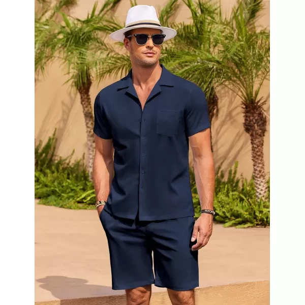 COOFANDY Men's 2 Pieces Casual Beach Outfits Short Sleeve Button Down Shirts Summer Short Set