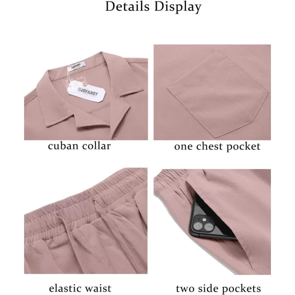 COOFANDY Men's 2 Pieces Casual Beach Outfits Short Sleeve Button Down Shirts Summer Short Set