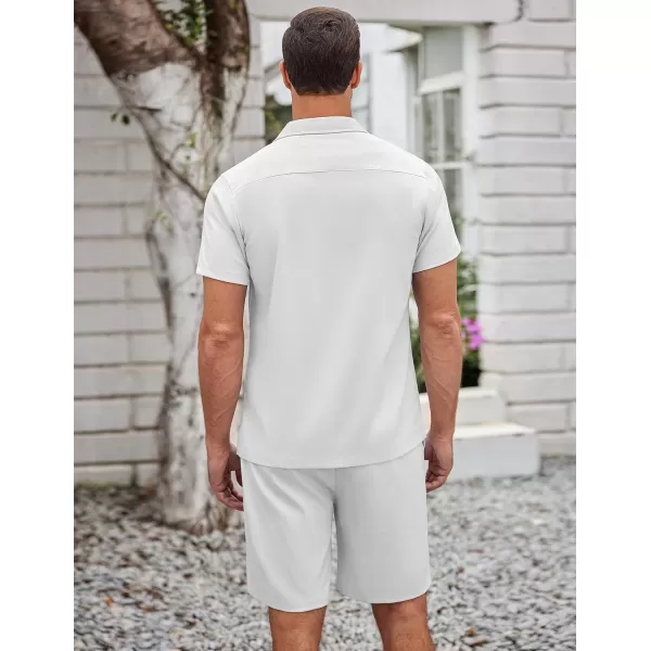 COOFANDY Men's 2 Pieces Casual Beach Outfits Short Sleeve Button Down Shirts Summer Short Set