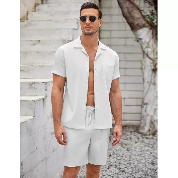 COOFANDY Men's 2 Pieces Casual Beach Outfits Short Sleeve Button Down Shirts Summer Short Set