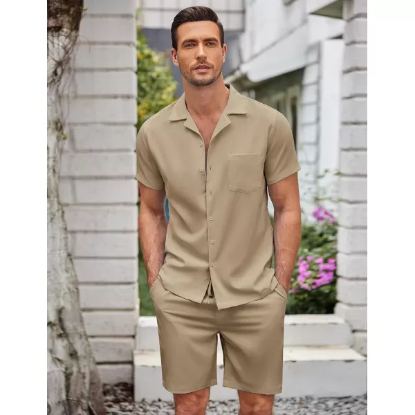 COOFANDY Men's 2 Pieces Casual Beach Outfits Short Sleeve Button Down Shirts Summer Short Set
