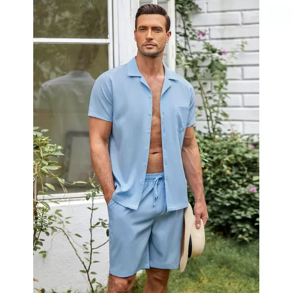 COOFANDY Men's 2 Pieces Casual Beach Outfits Short Sleeve Button Down Shirts Summer Short Set