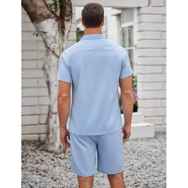 COOFANDY Men's 2 Pieces Casual Beach Outfits Short Sleeve Button Down Shirts Summer Short Set