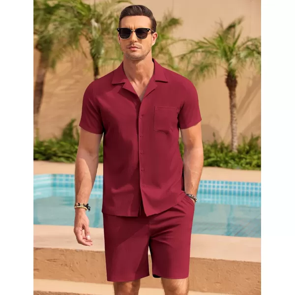 COOFANDY Men's 2 Pieces Casual Beach Outfits Short Sleeve Button Down Shirts Summer Short Set