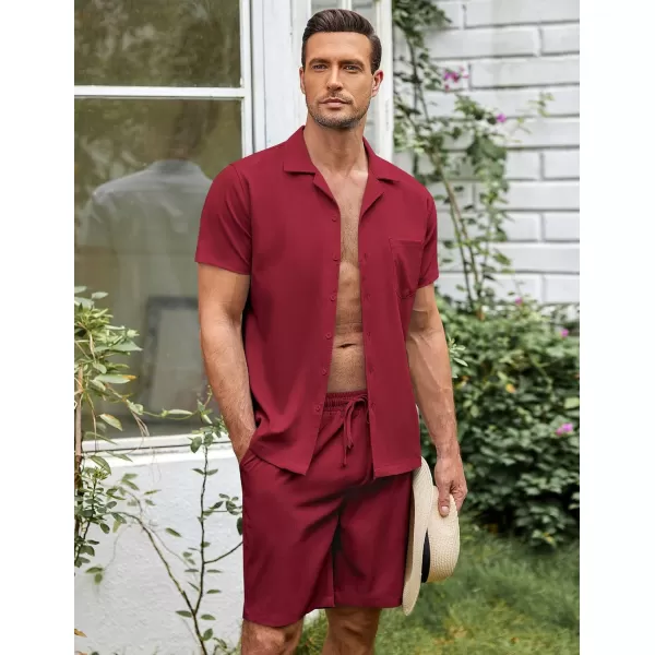 COOFANDY Men's 2 Pieces Casual Beach Outfits Short Sleeve Button Down Shirts Summer Short Set