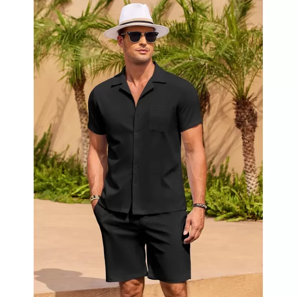 COOFANDY Men's 2 Pieces Casual Beach Outfits Short Sleeve Button Down Shirts Summer Short Set