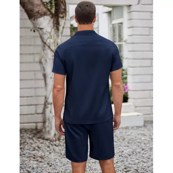 COOFANDY Men's 2 Pieces Casual Beach Outfits Short Sleeve Button Down Shirts Summer Short Set