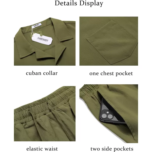 COOFANDY Men's 2 Pieces Casual Beach Outfits Short Sleeve Button Down Shirts Summer Short Set