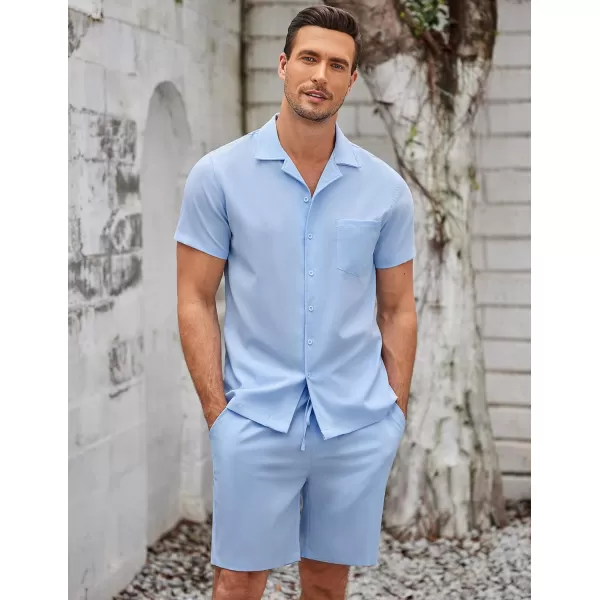 COOFANDY Men's 2 Pieces Casual Beach Outfits Short Sleeve Button Down Shirts Summer Short Set