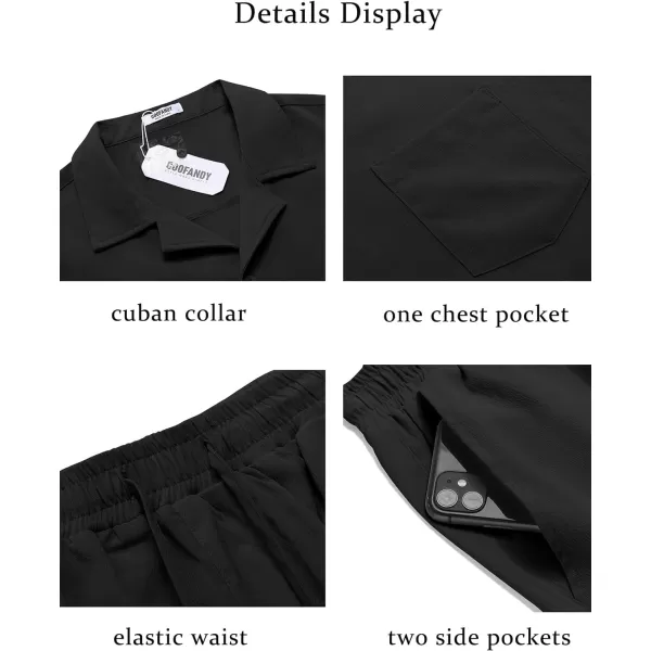 COOFANDY Men's 2 Pieces Casual Beach Outfits Short Sleeve Button Down Shirts Summer Short Set
