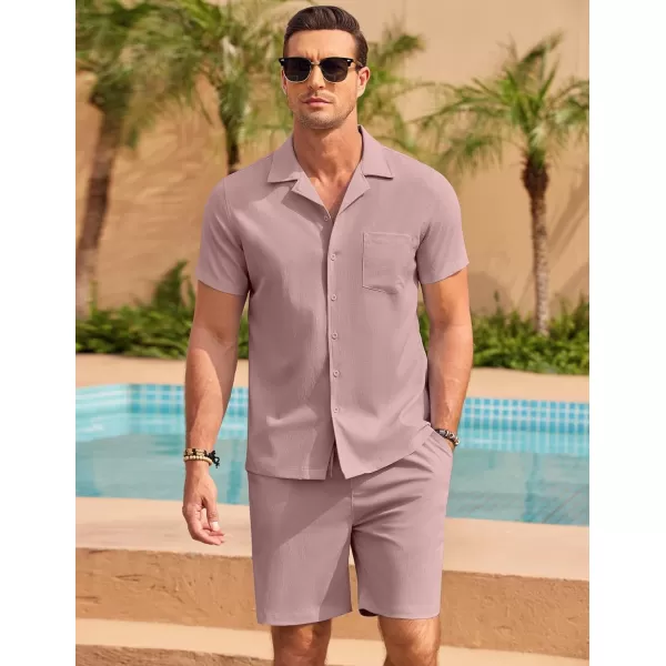 COOFANDY Men's 2 Pieces Casual Beach Outfits Short Sleeve Button Down Shirts Summer Short Set