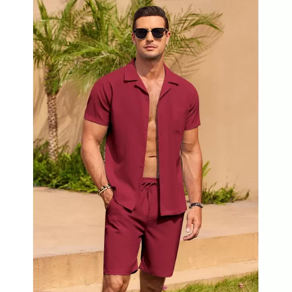 COOFANDY Men's 2 Pieces Casual Beach Outfits Short Sleeve Button Down Shirts Summer Short Set