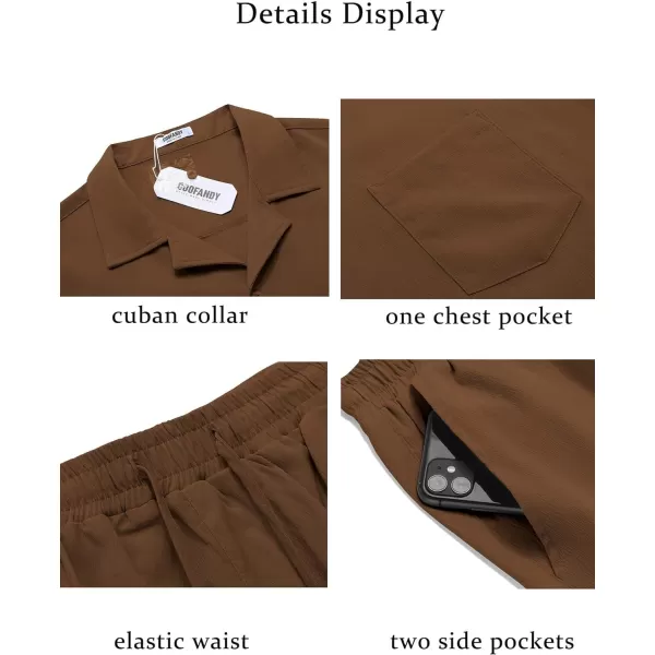 COOFANDY Men's 2 Pieces Casual Beach Outfits Short Sleeve Button Down Shirts Summer Short Set