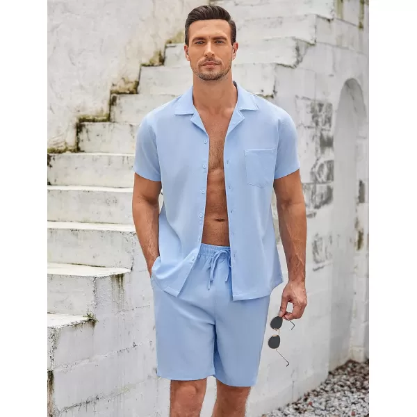 COOFANDY Men's 2 Pieces Casual Beach Outfits Short Sleeve Button Down Shirts Summer Short Set