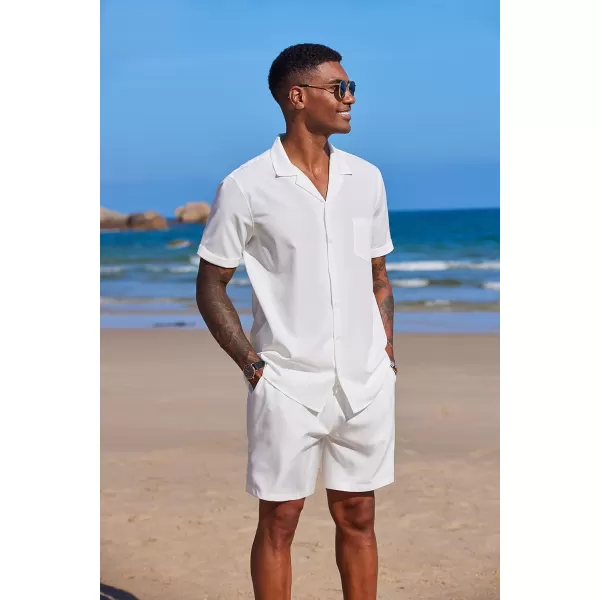 COOFANDY Men's 2 Pieces Shirt Set Short Sleeve Button Down Casual Hippie Holiday Beach T-Shirts Shorts Outfits