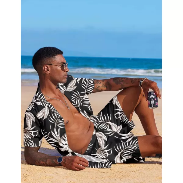 COOFANDY Men's 2 Pieces Shirt Set Short Sleeve Button Down Casual Hippie Holiday Beach T-Shirts Shorts Outfits